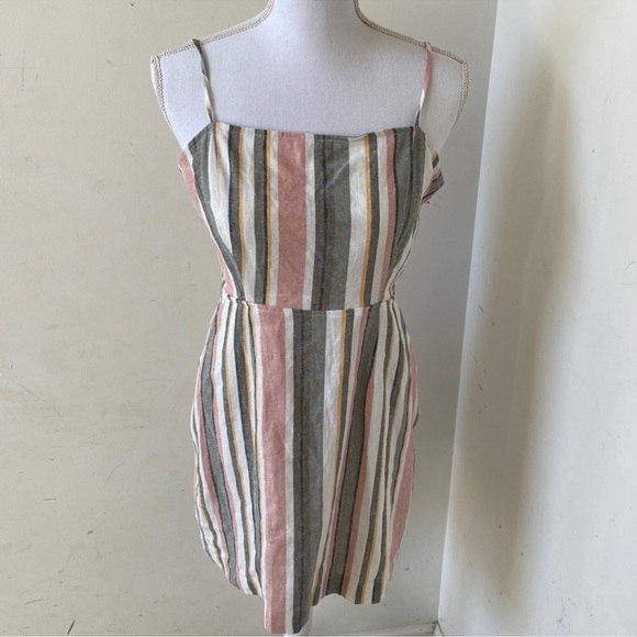 🥭 (4 for $15) Forever21 Striped Woven Dress - Size L - Picture 2 of 9